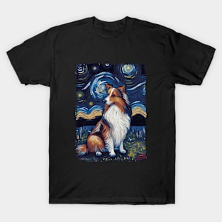 Shetland Shepherd Dog Starry Night T-Shirt